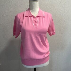 Elliott Lauren Pink Short-Sleeve Polo Knit Top